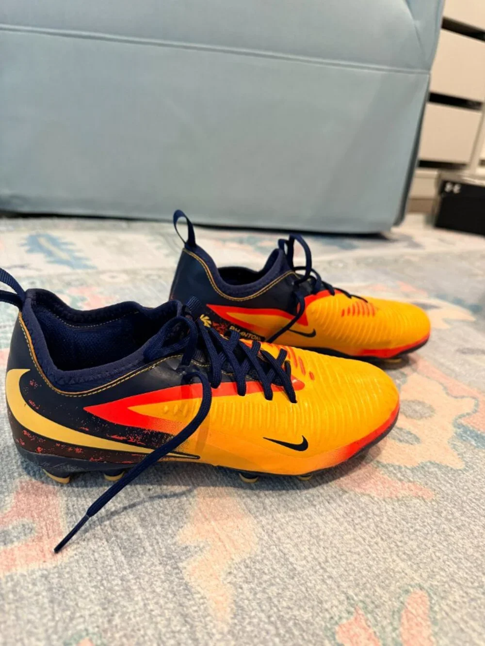 ⚽ Nike Phantom Soccer Cleats — Orange/Navy/Crimson Youth 3
